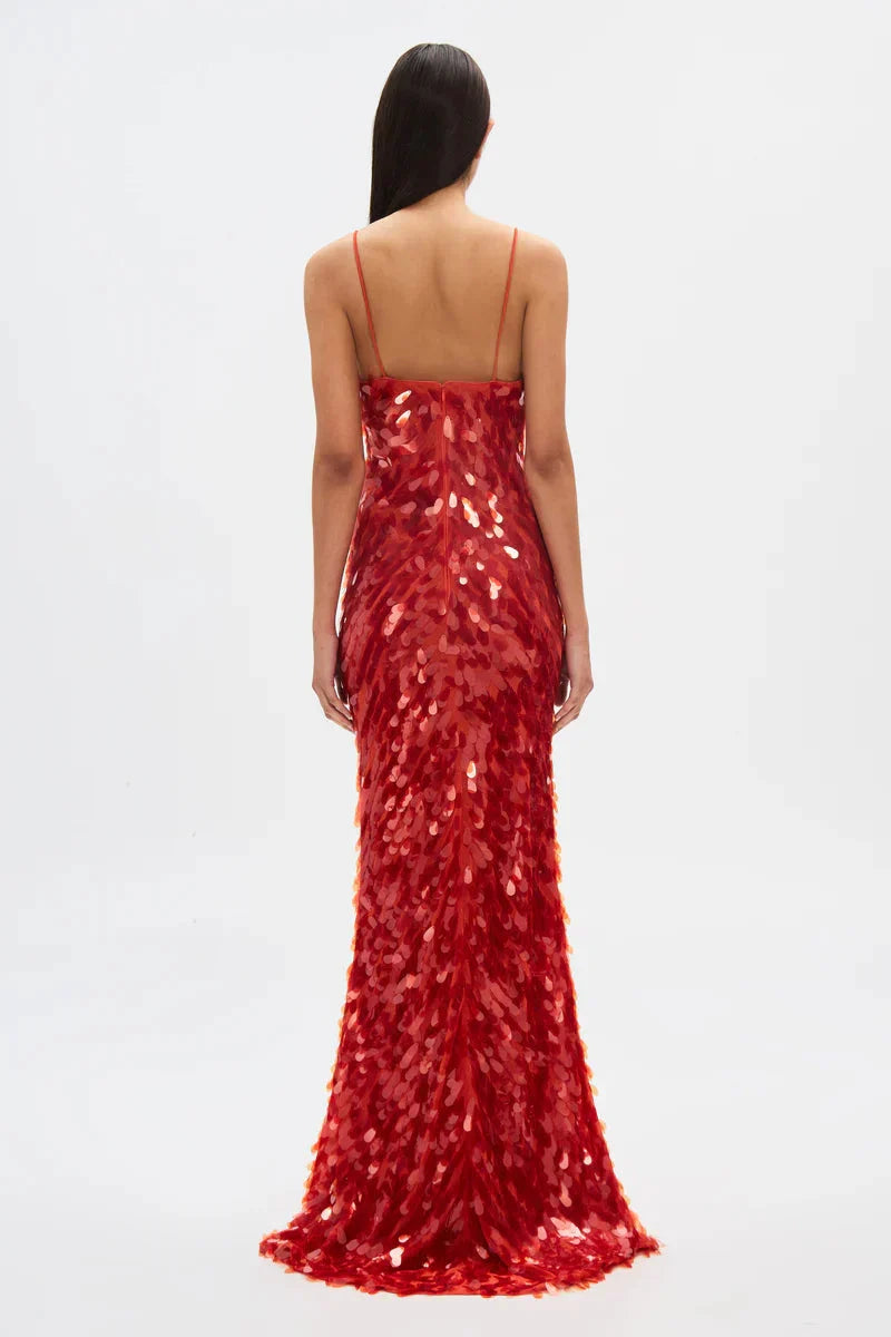 Red Sequin Maxi Dress