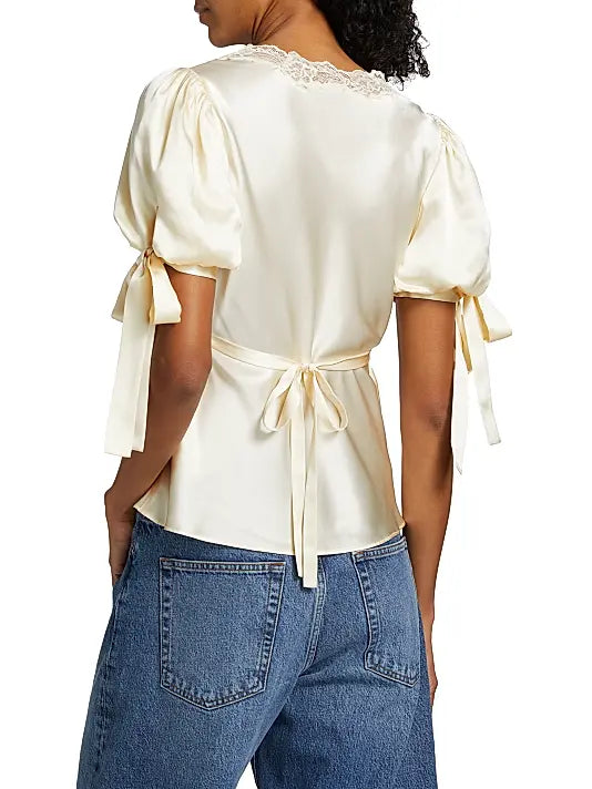 Champagne Lace Satin Top