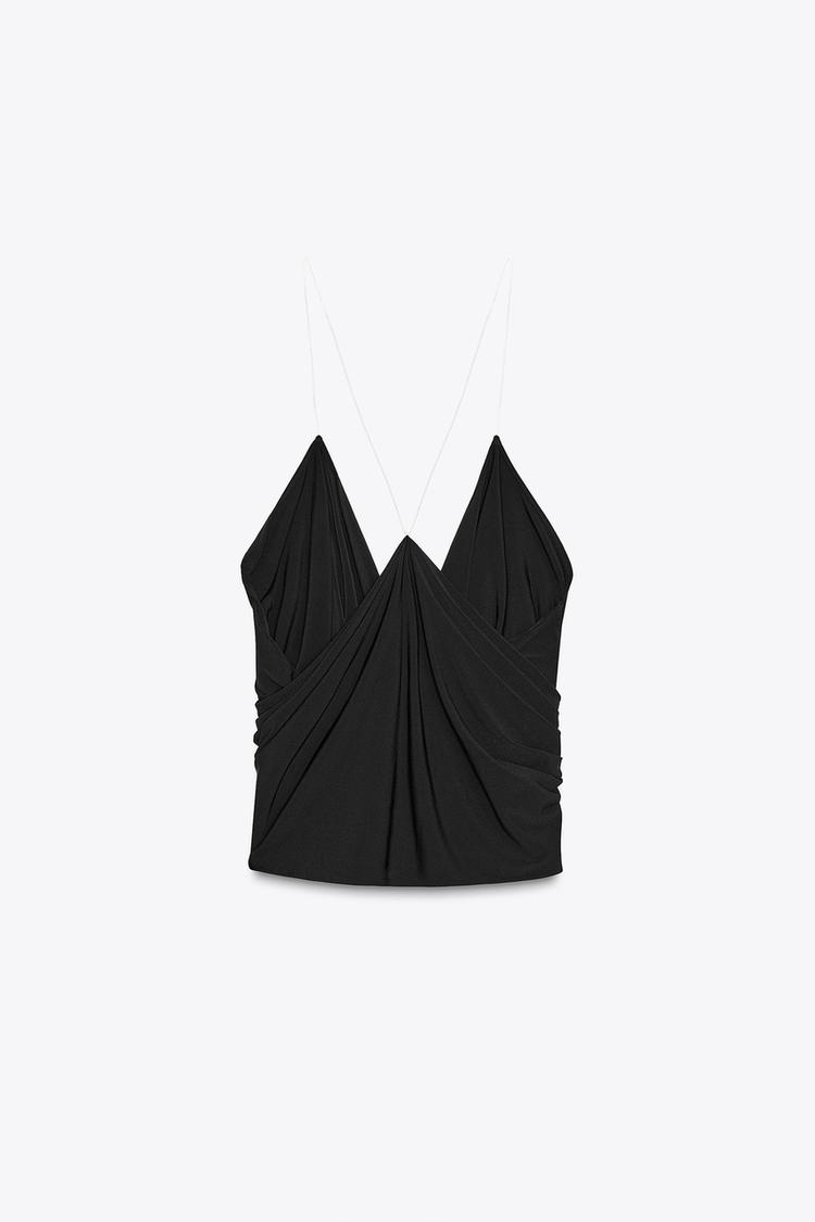 Noir Crossback V-Neck Top