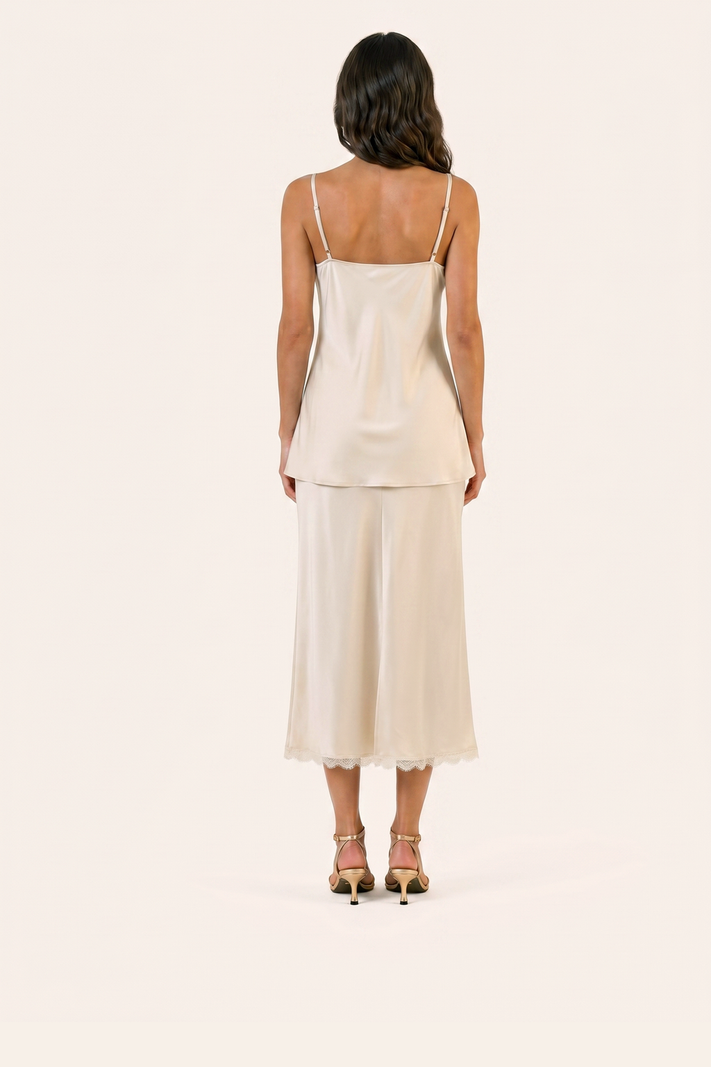 Champagne Satin Lace Cami Set