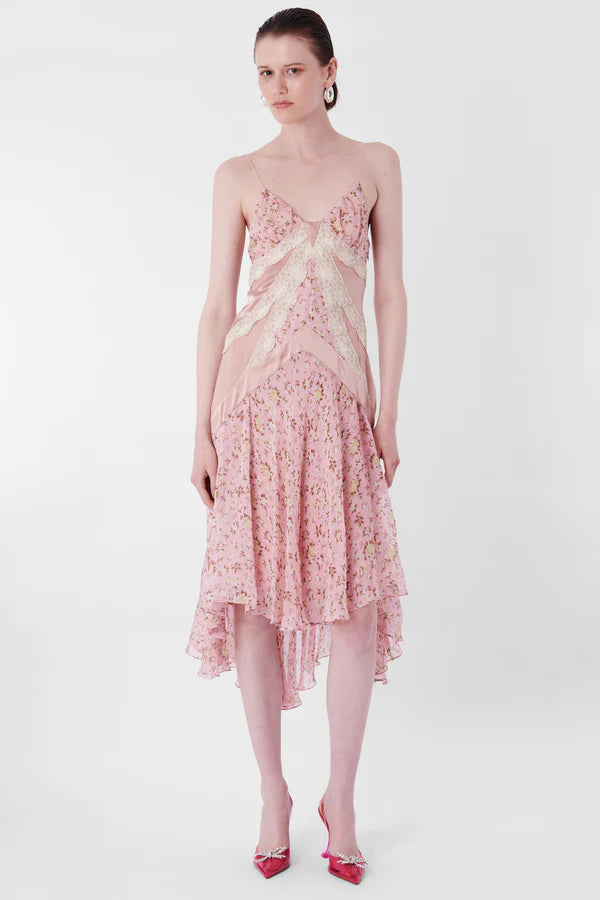 Floral Pink Silk Dress