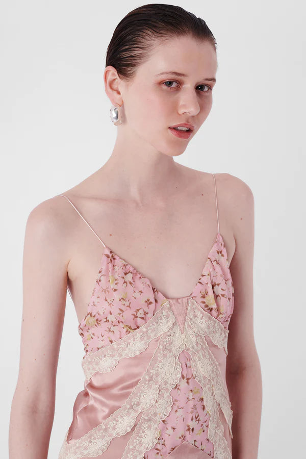 Floral Pink Silk Dress