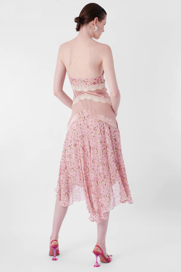 Floral Pink Silk Dress