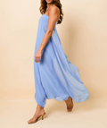 Sky Blue Strapless Chiffon Maxi Dress