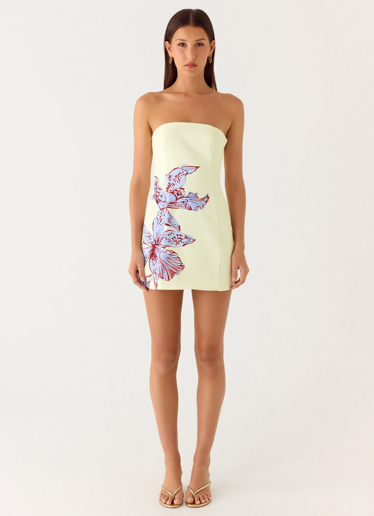Denby Strapless Mini Dress - Purple Floral
