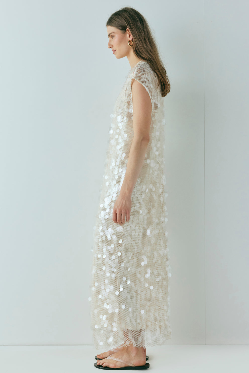 Off-White Sequined Long Dress
