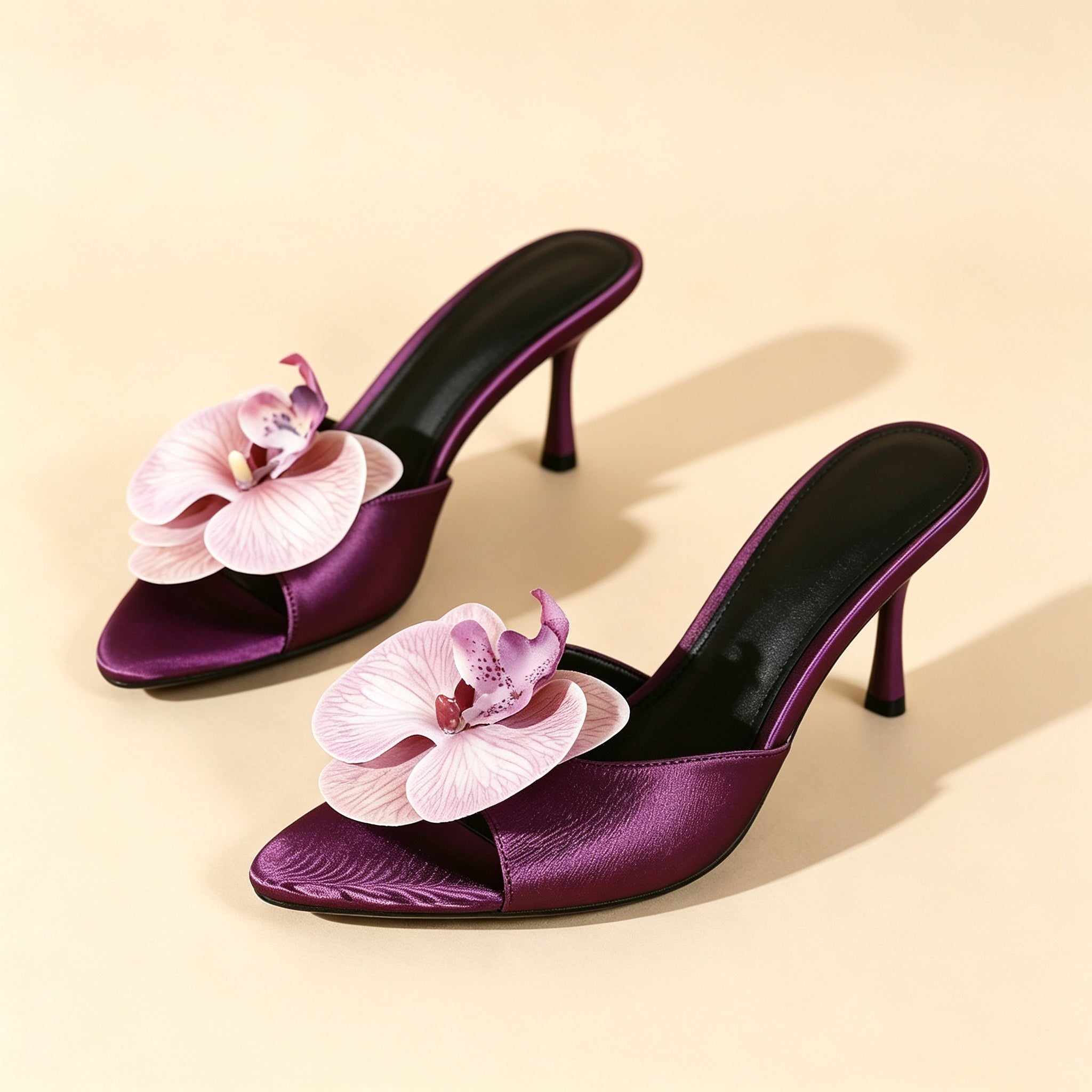 Elegant Floral Open Toe Stiletto Sandals