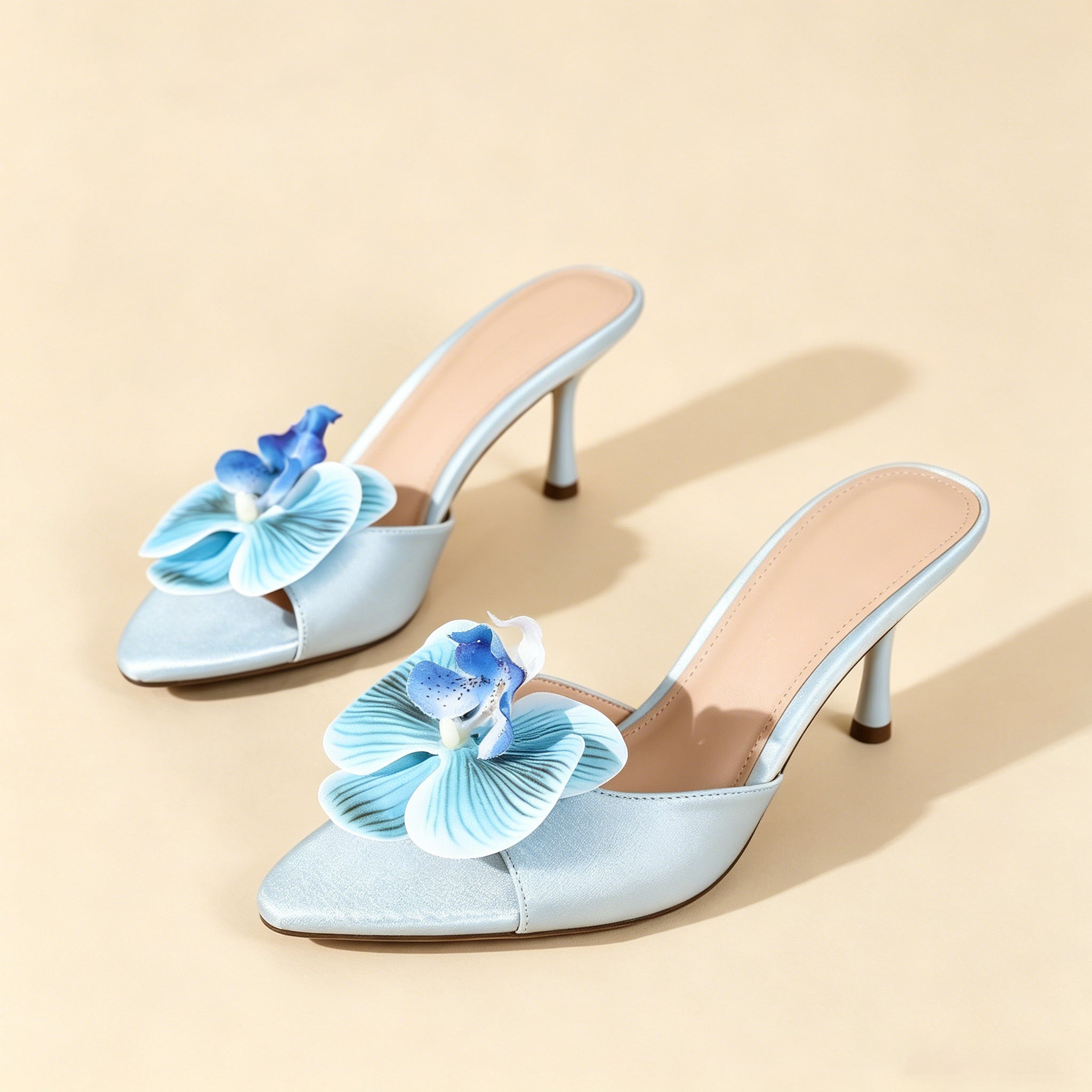 Elegant Floral Open Toe Stiletto Sandals