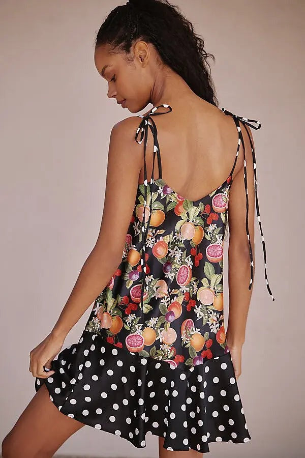 Uptwon Sleeveless Tie Mini Dress - Multicolor