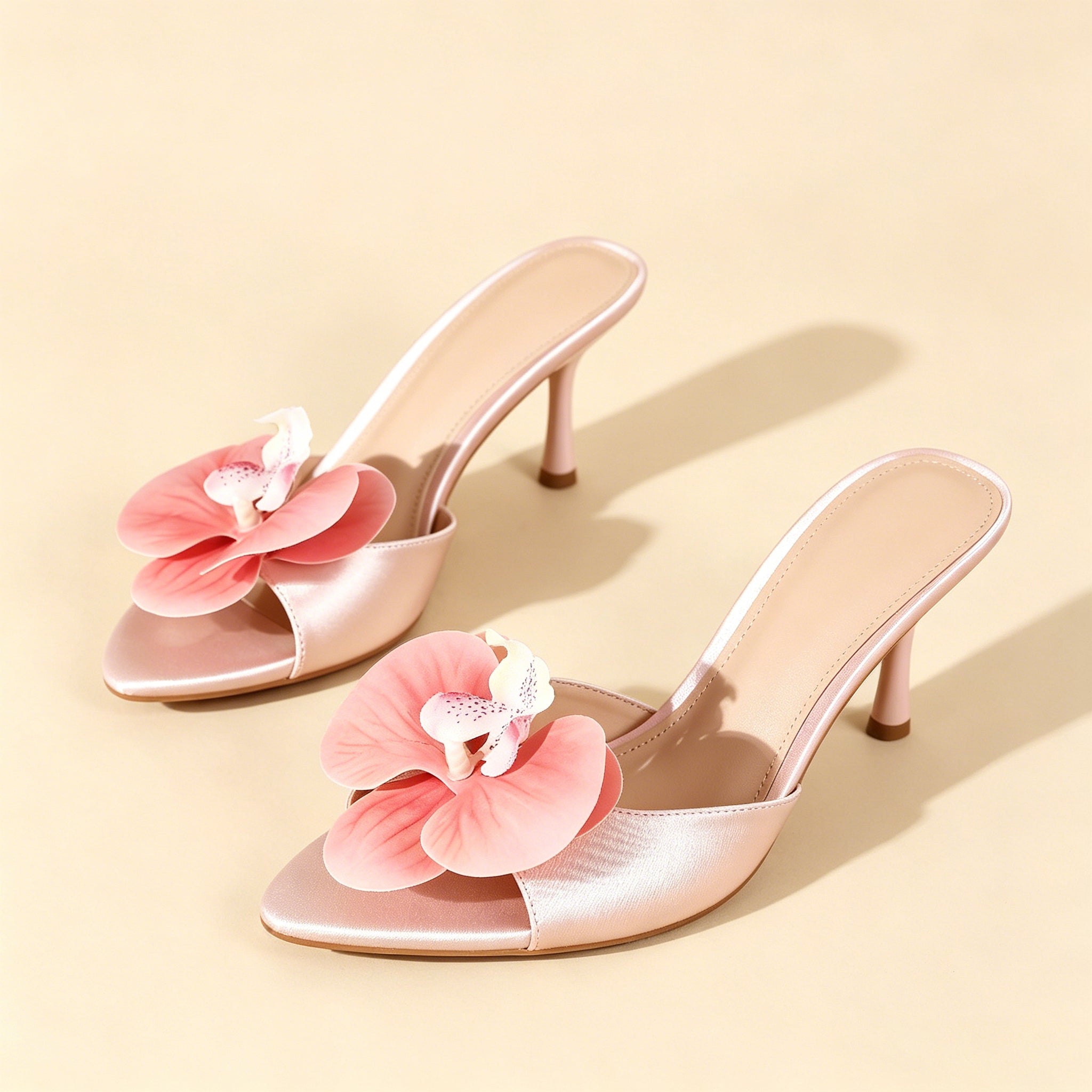 Elegant Floral Open Toe Stiletto Sandals
