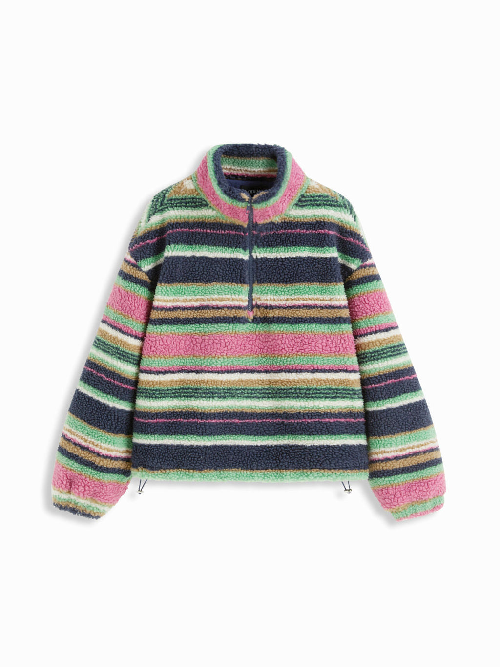 Rainbow Stripe Fleece Pullover – Retro Boho Warmth