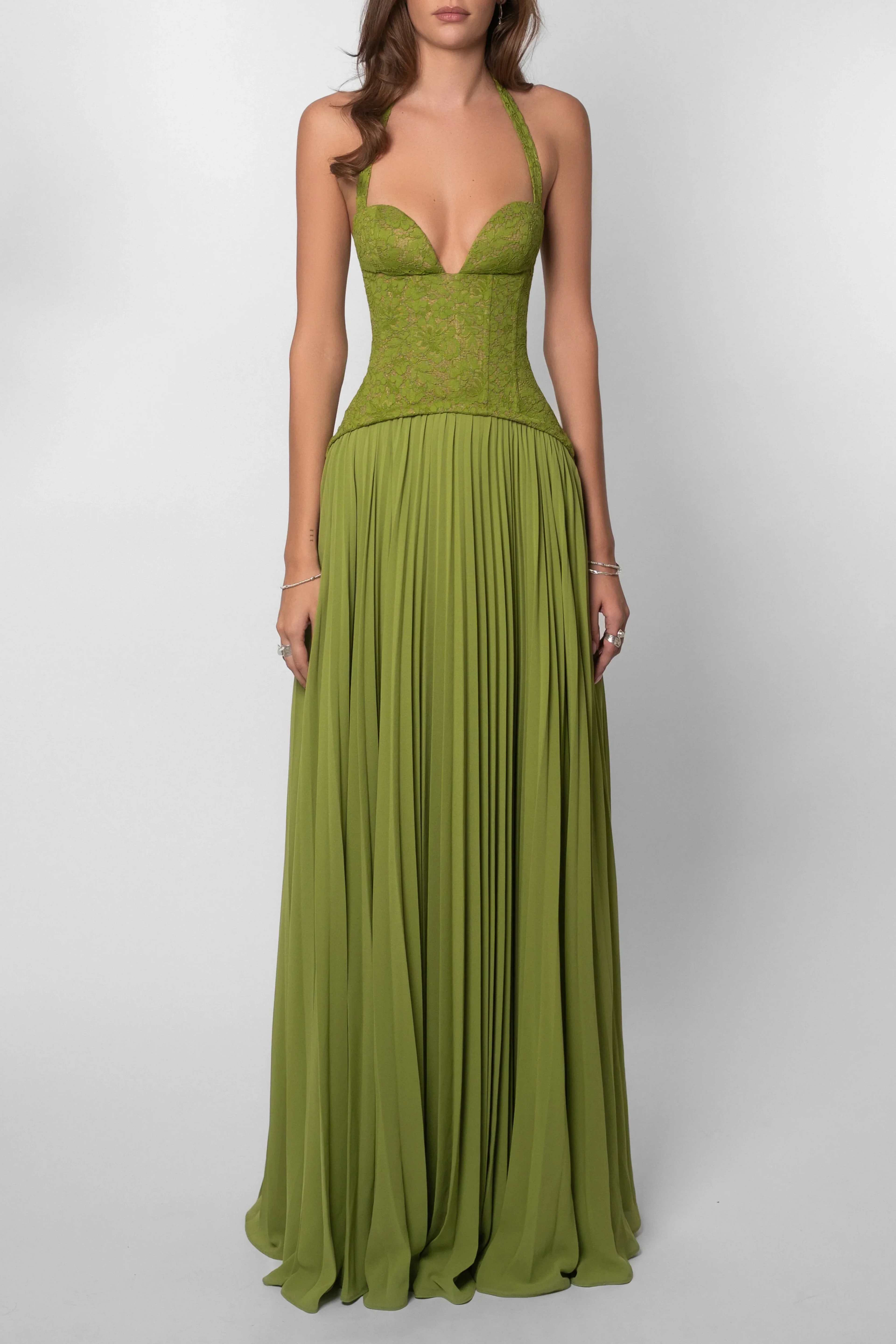 Bridget Green Emerald Corset Maxi Dress