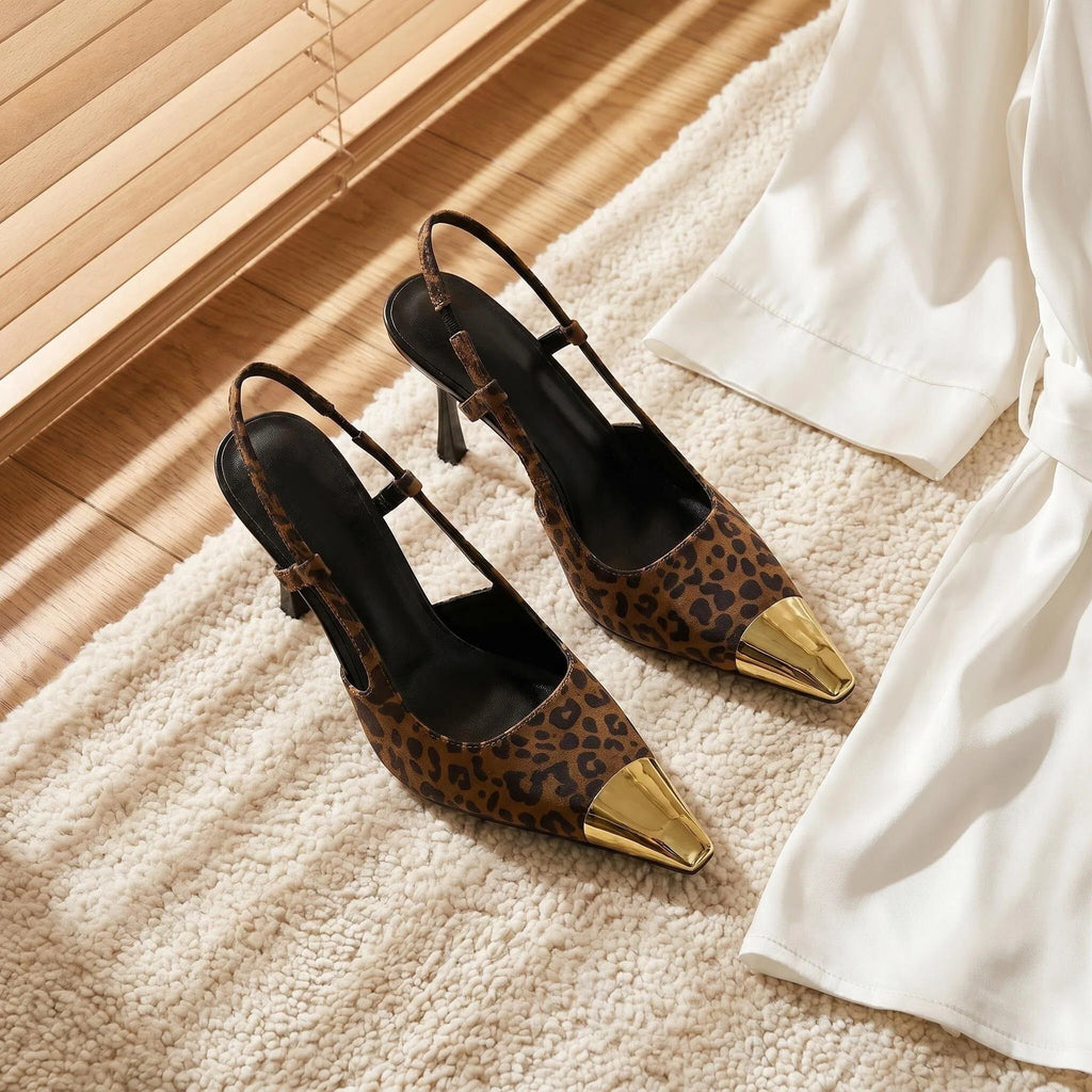 Valencia Leopard Print Slingback Heels