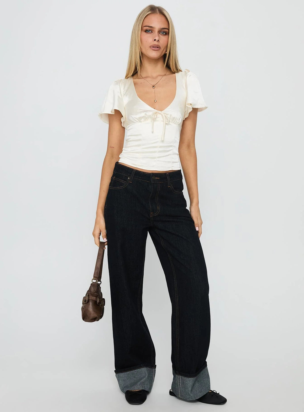 Lumière Cream V-Neck Blouse