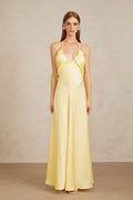 Yellow Satin Maxi Dress