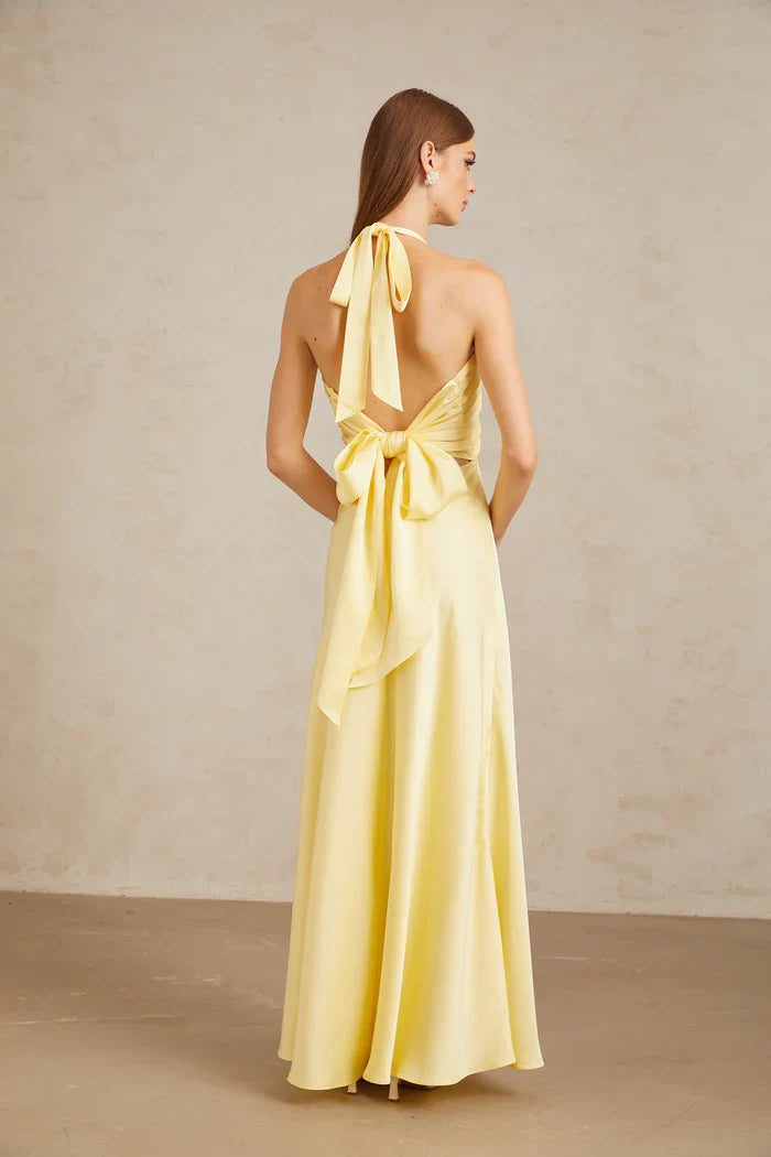 Yellow Satin Maxi Dress