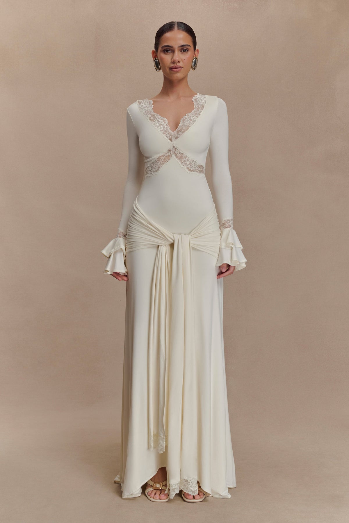 Slinky Lace Maxi Dress - Ivory