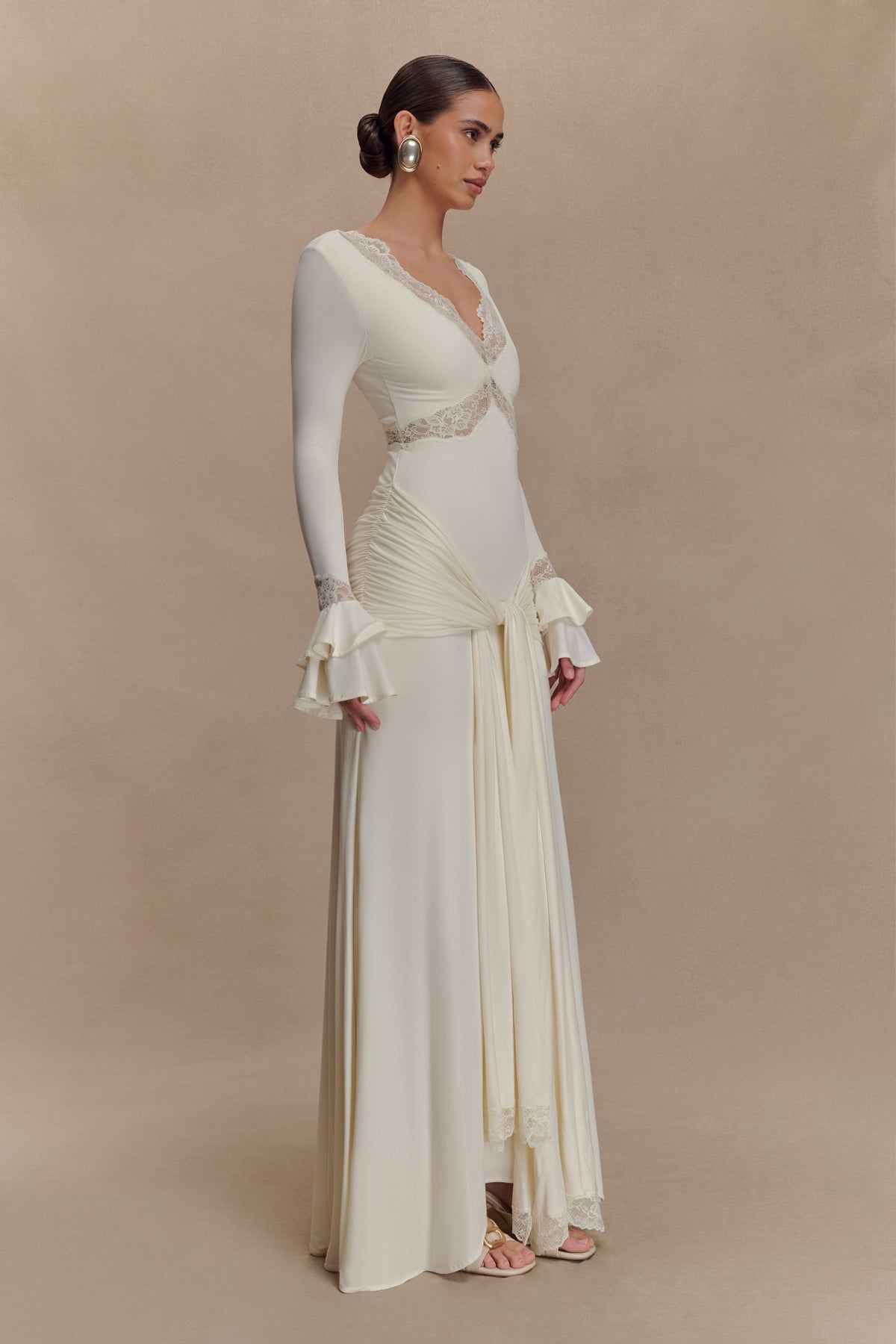Slinky Lace Maxi Dress - Ivory