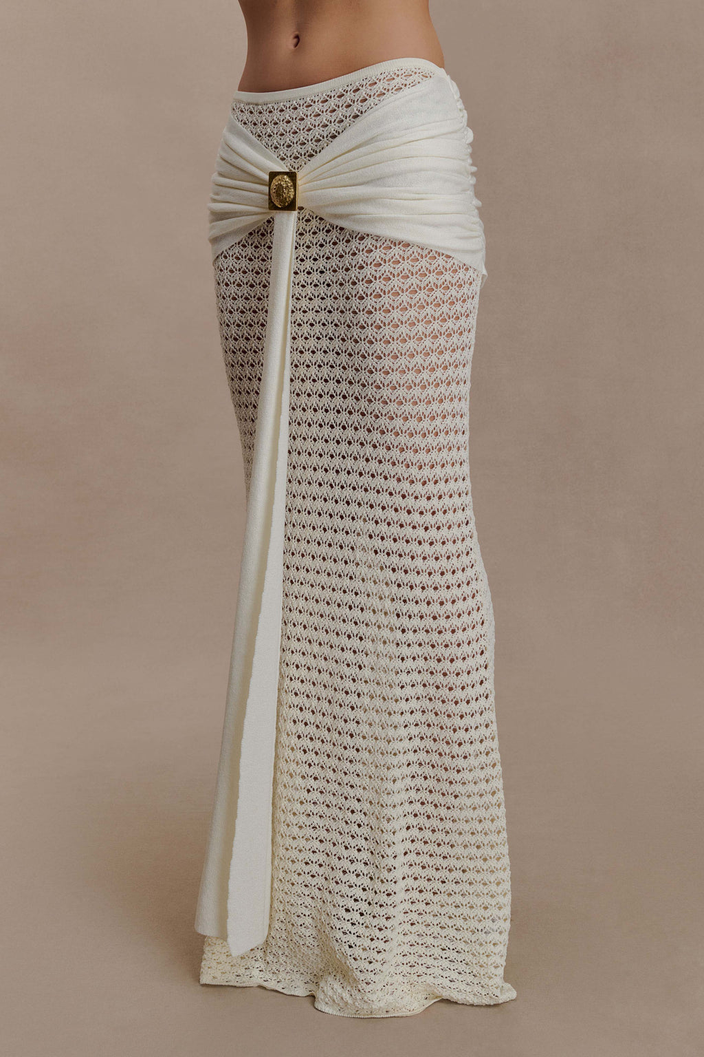 Ivory Mesh Whisper Maxi Skirt
