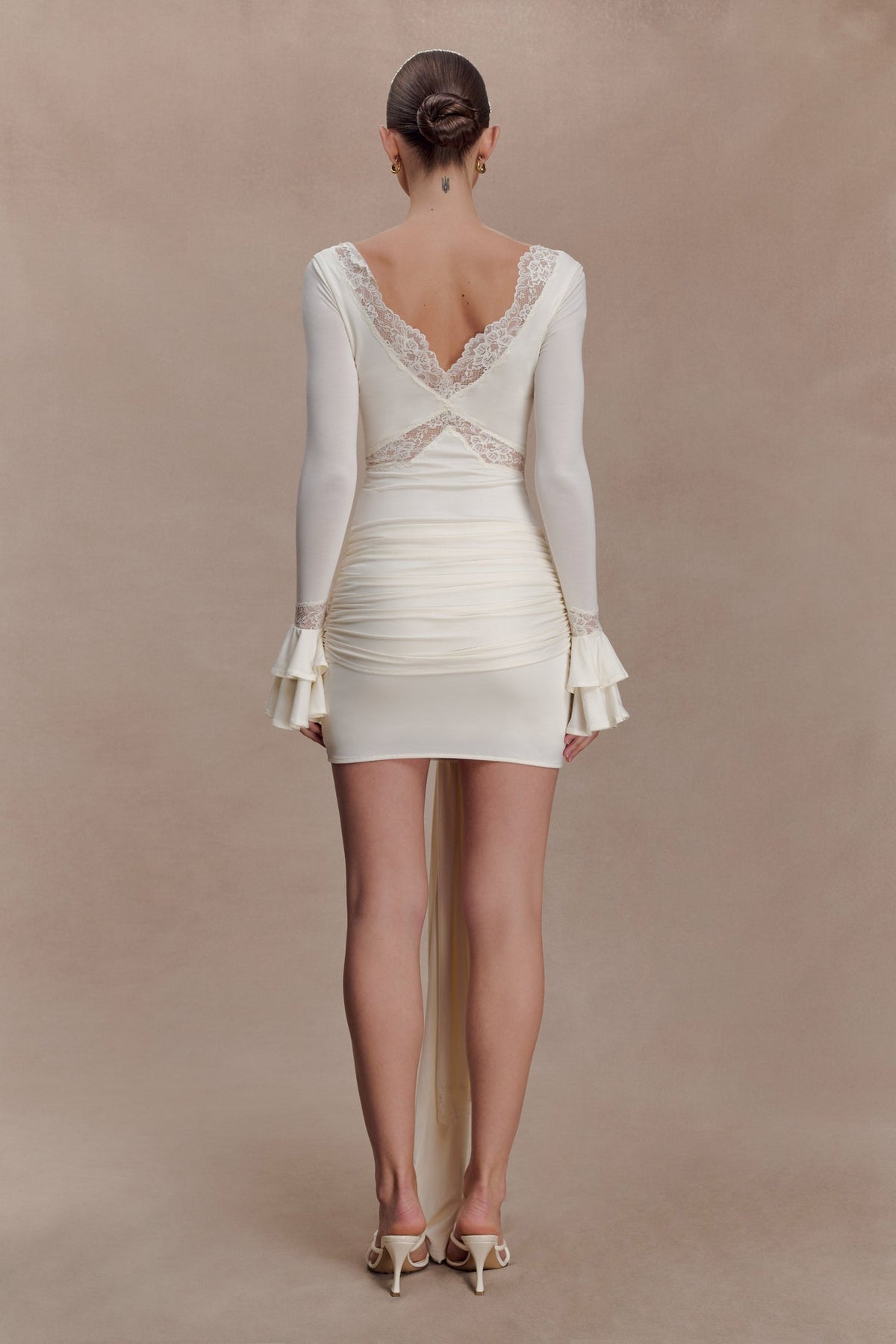 Slinky Lace Mini Dress - Ivory