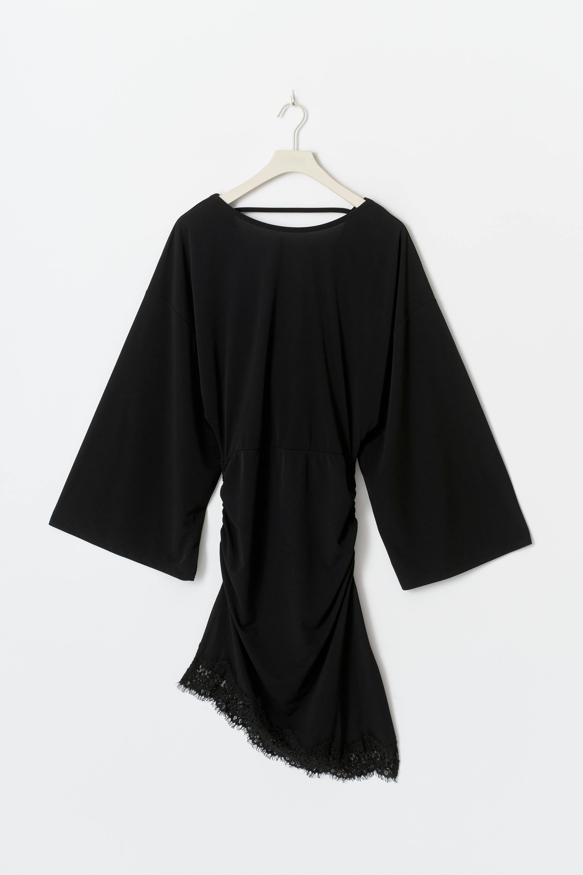 Asymmetric lace mini dress