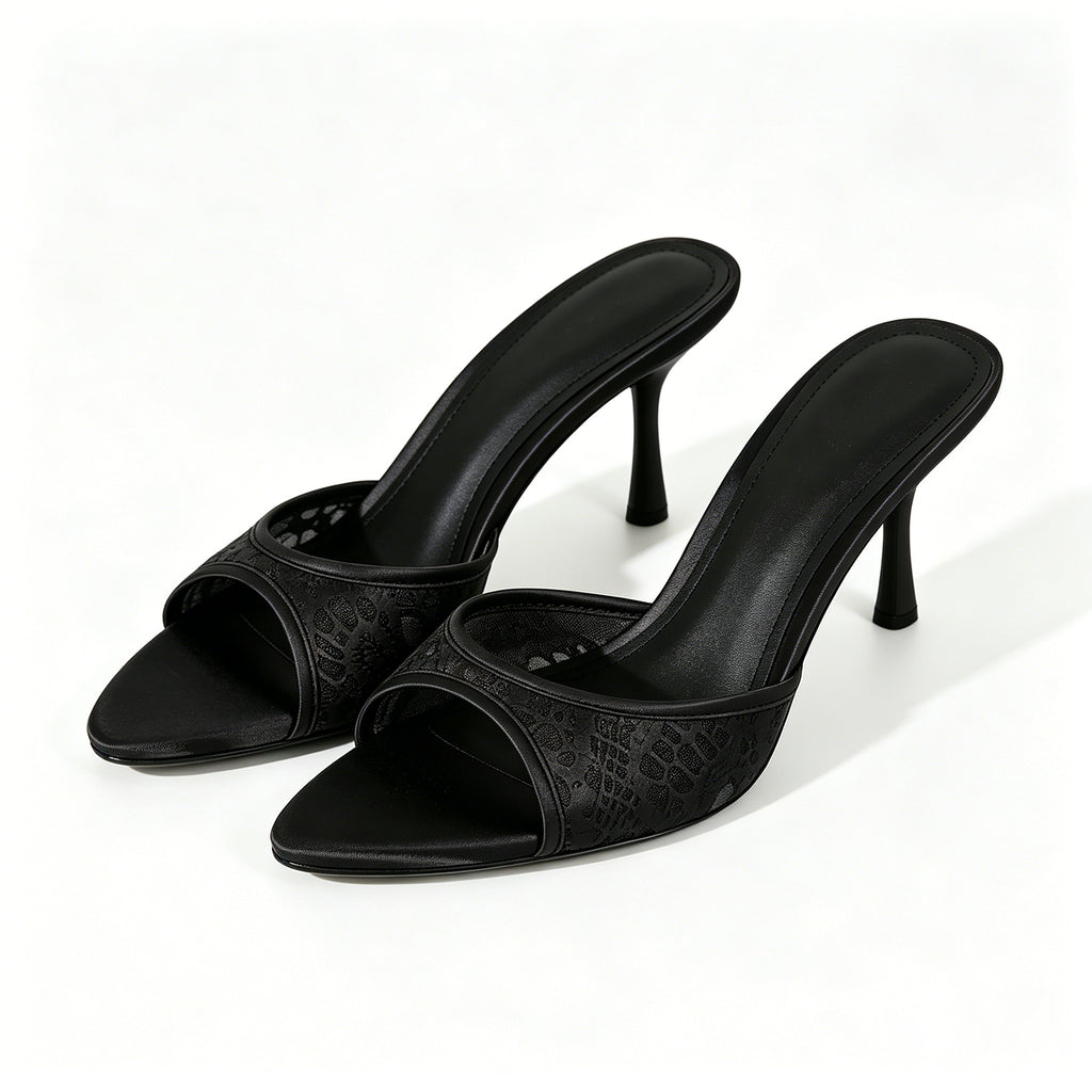 Python Lace Stiletto Heel Sandals