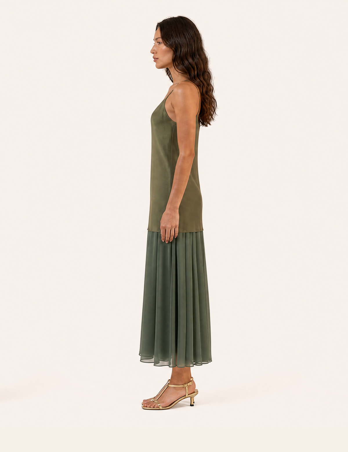 Nocturnal Sage Layered Slip Maxi Dress - Forest Whisper Edition
