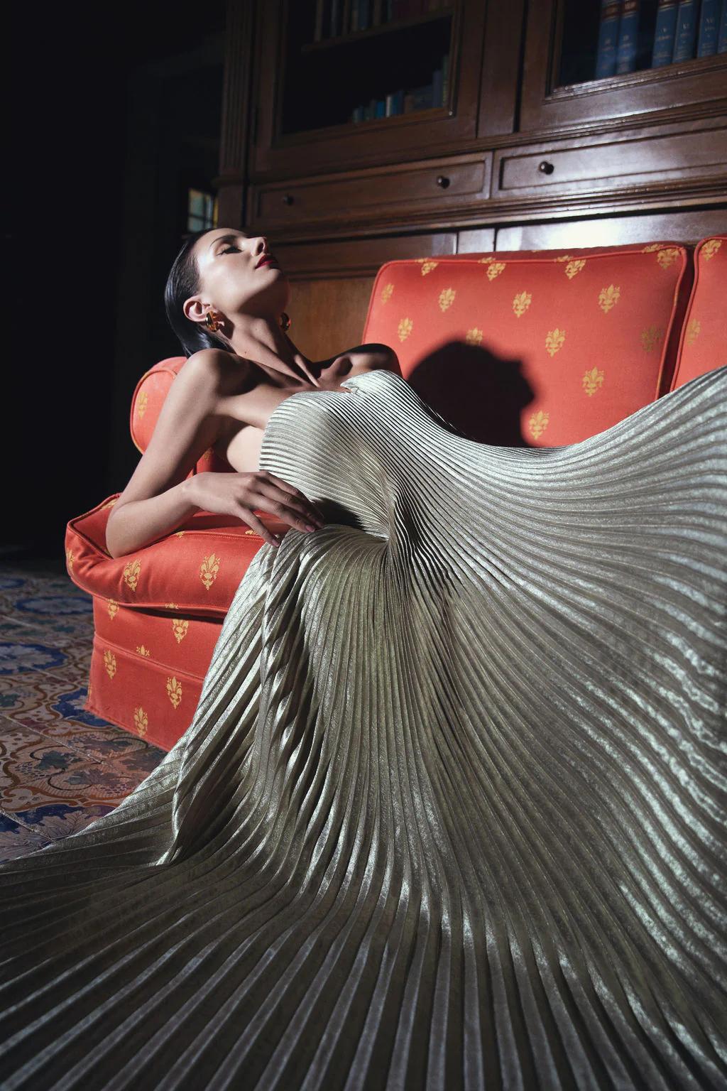 Orange Flower Sweetheart Maxi Dress