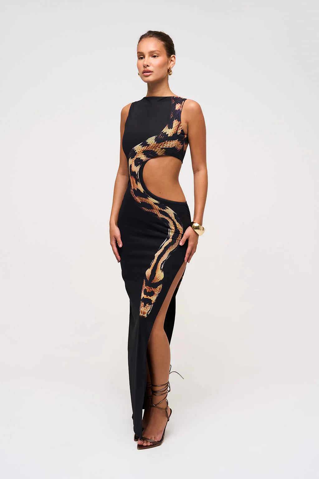 Serpent Noir Slit Maxi Dress