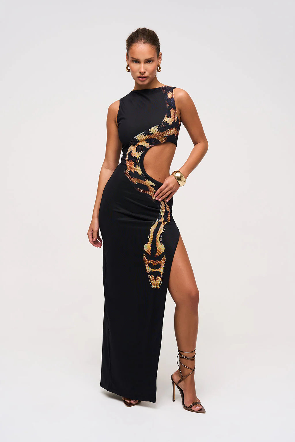 Serpent Noir Slit Maxi Dress