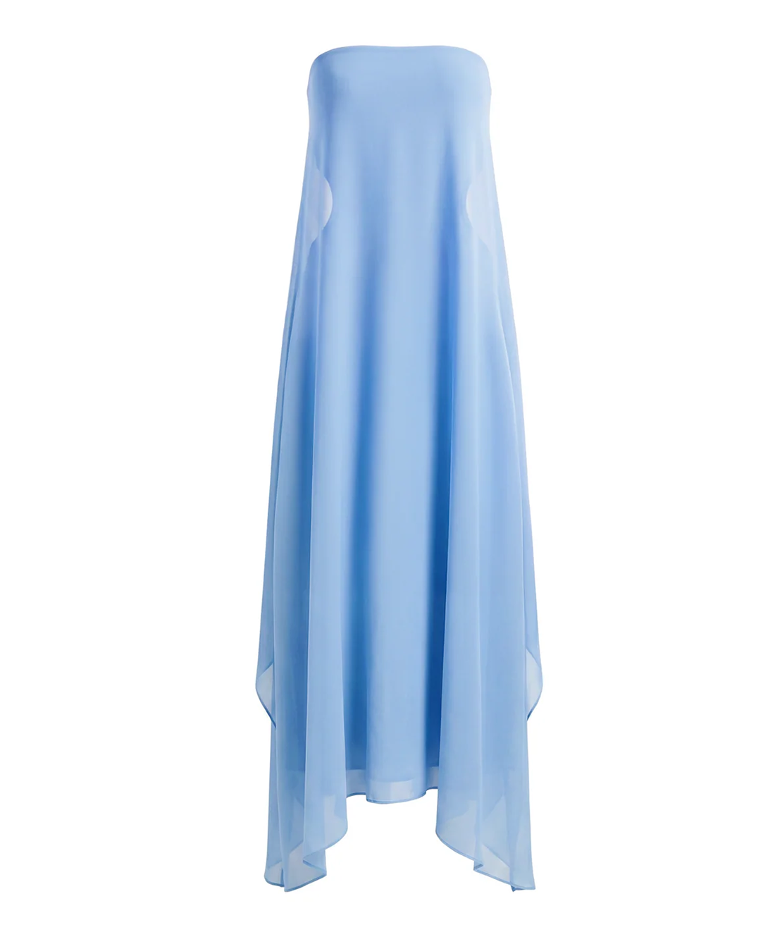 Sky Blue Strapless Chiffon Maxi Dress