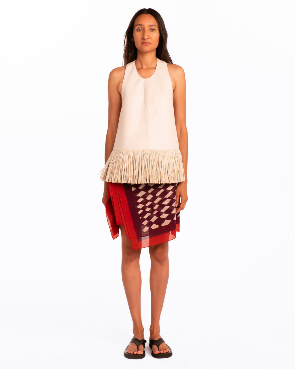 Lvory-Colored Tassel Halter Top