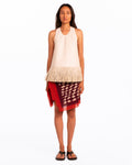 Lvory-Colored Tassel Halter Top