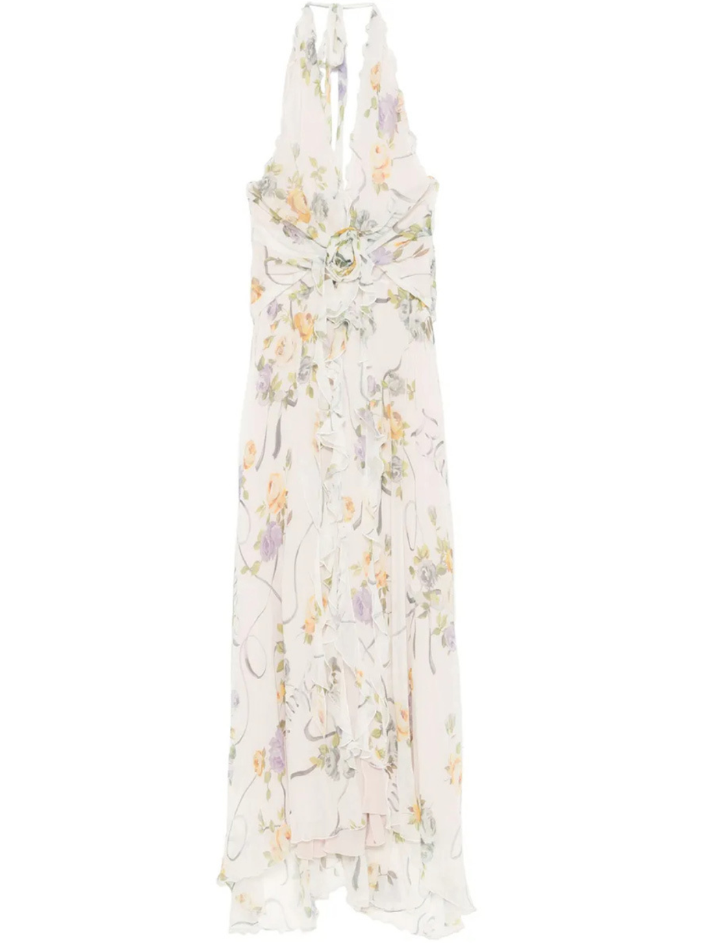 Floral Chiffon Halter Maxi Dress