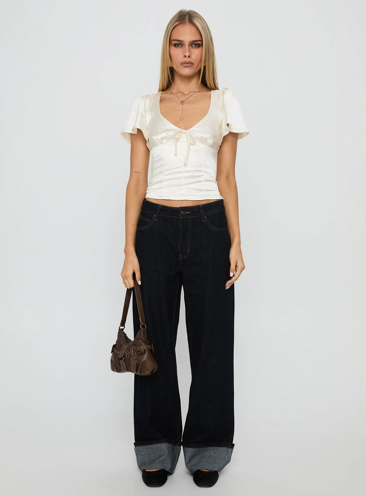 Lumière Cream V-Neck Blouse