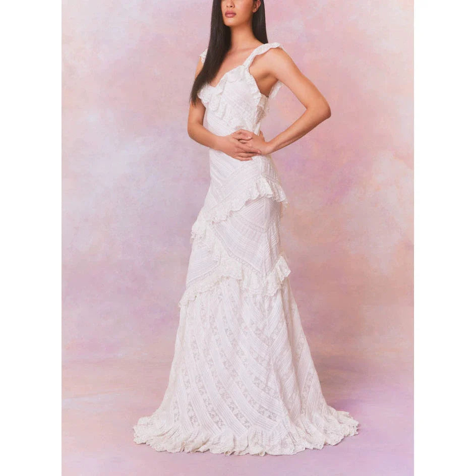 Lace Ruffle Long Dress