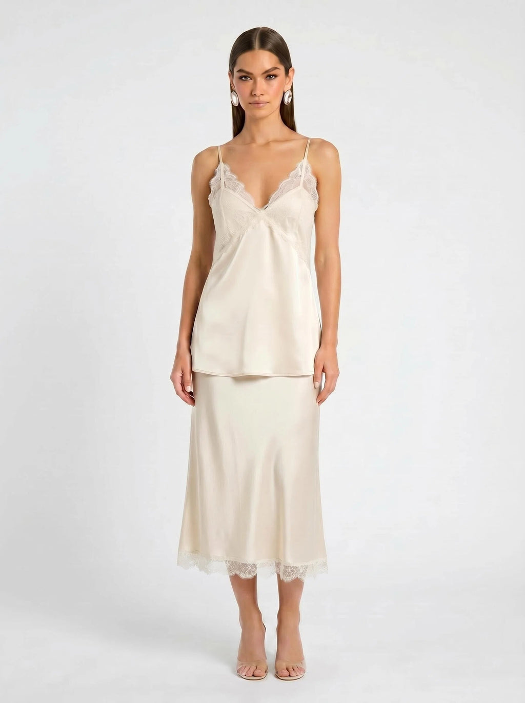 Champagne Satin Lace Cami Set