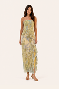 Elegant Printed Ruffle Maxi Dress