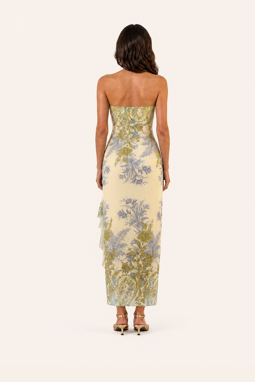 Elegant Printed Ruffle Maxi Dress