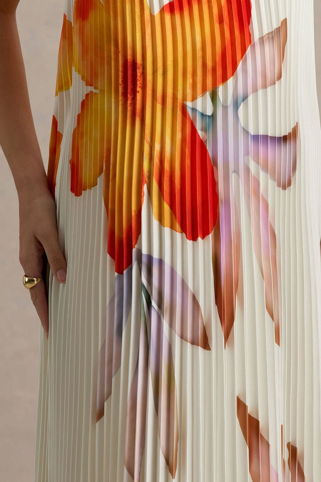 Orange Flower Sweetheart Maxi Dress