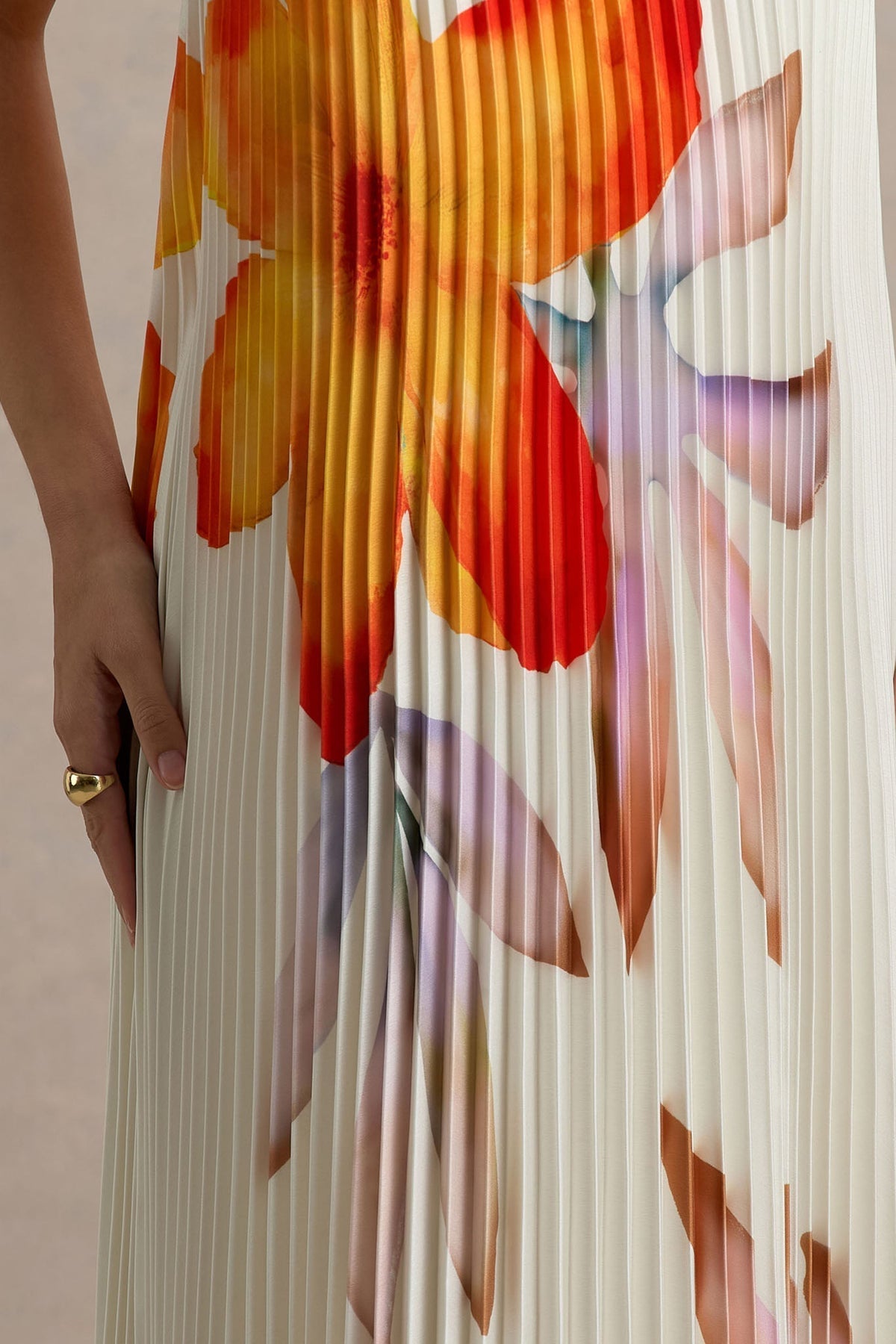 Orange Flower Sweetheart Maxi Dress