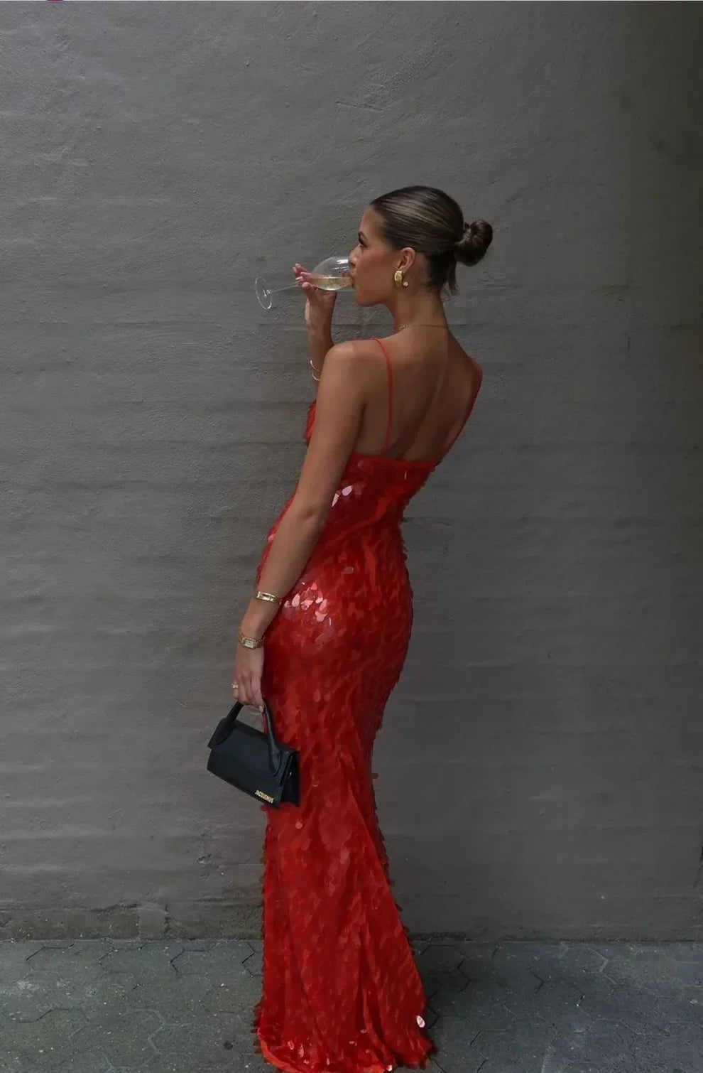 Red Sequin Maxi Dress