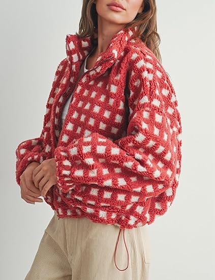 Sherpa Fleece Plaid Jacket