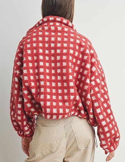 Sherpa Fleece Plaid Jacket