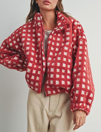 Sherpa Fleece Plaid Jacket