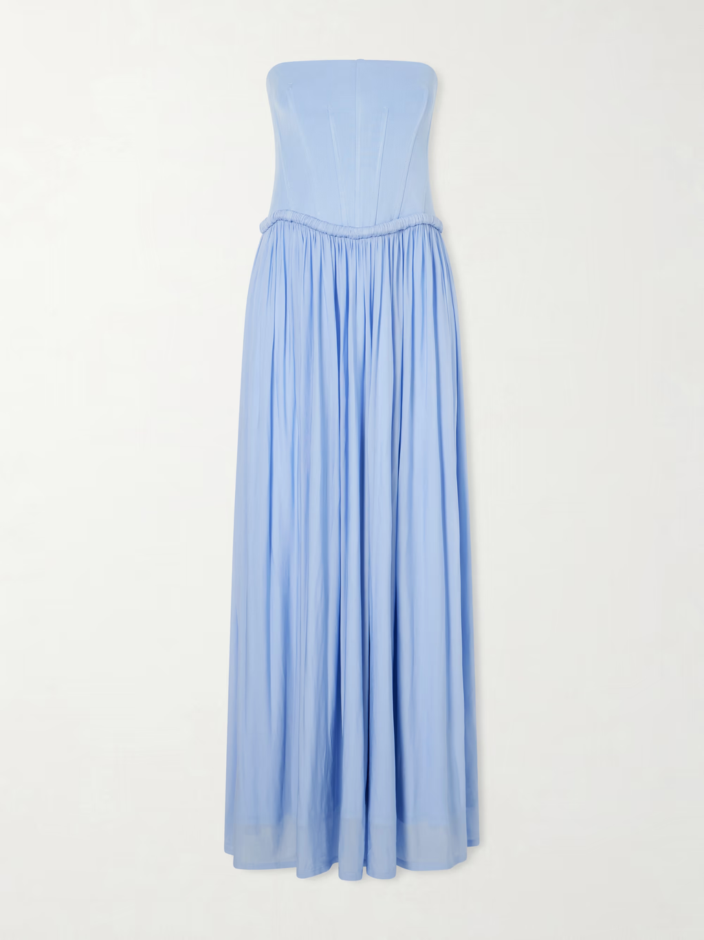 Elegant Strapless Pleated Maxi Dress