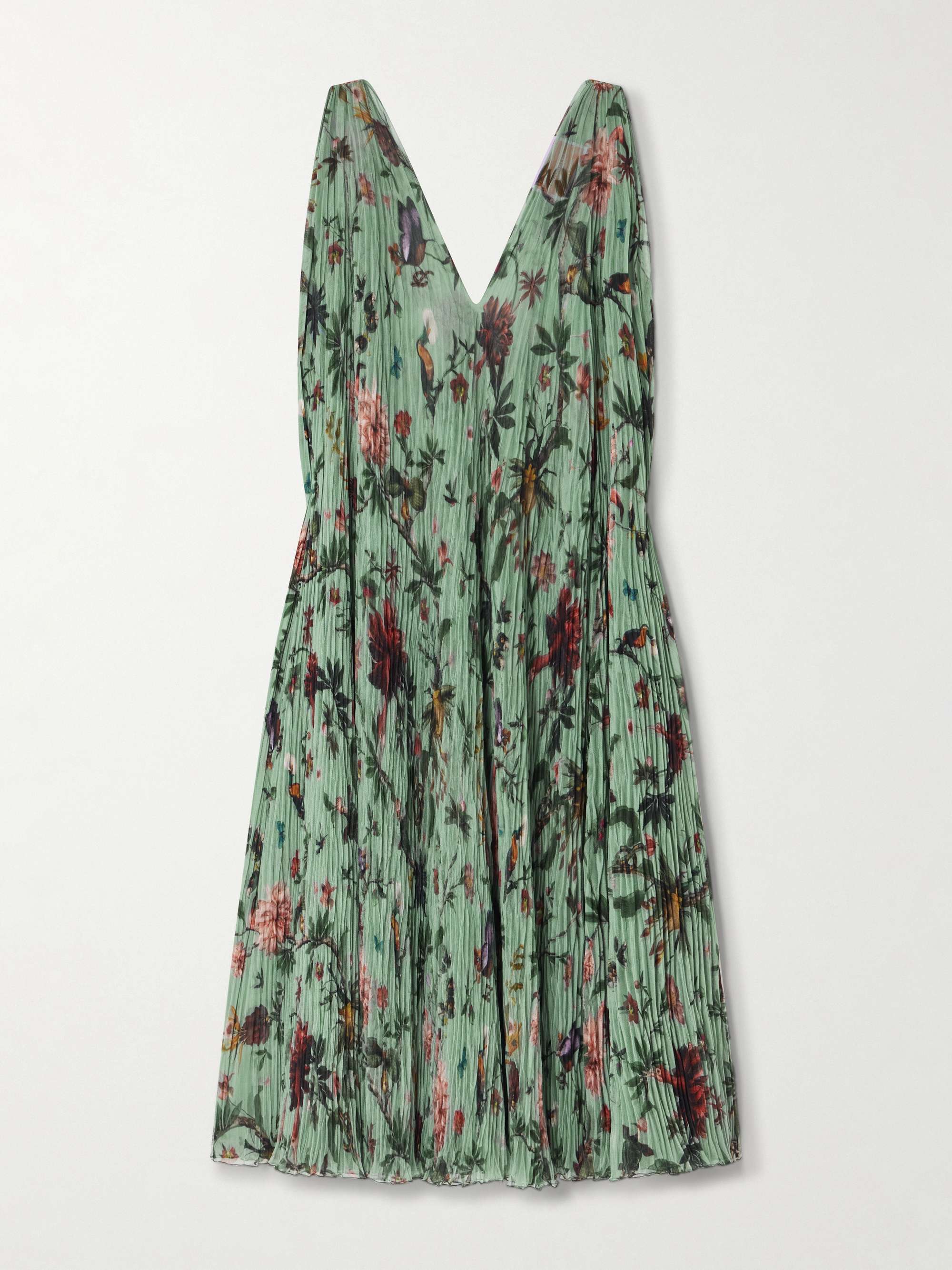 Twirling Floral-Print Plissé-Chiffon Maxi Dress