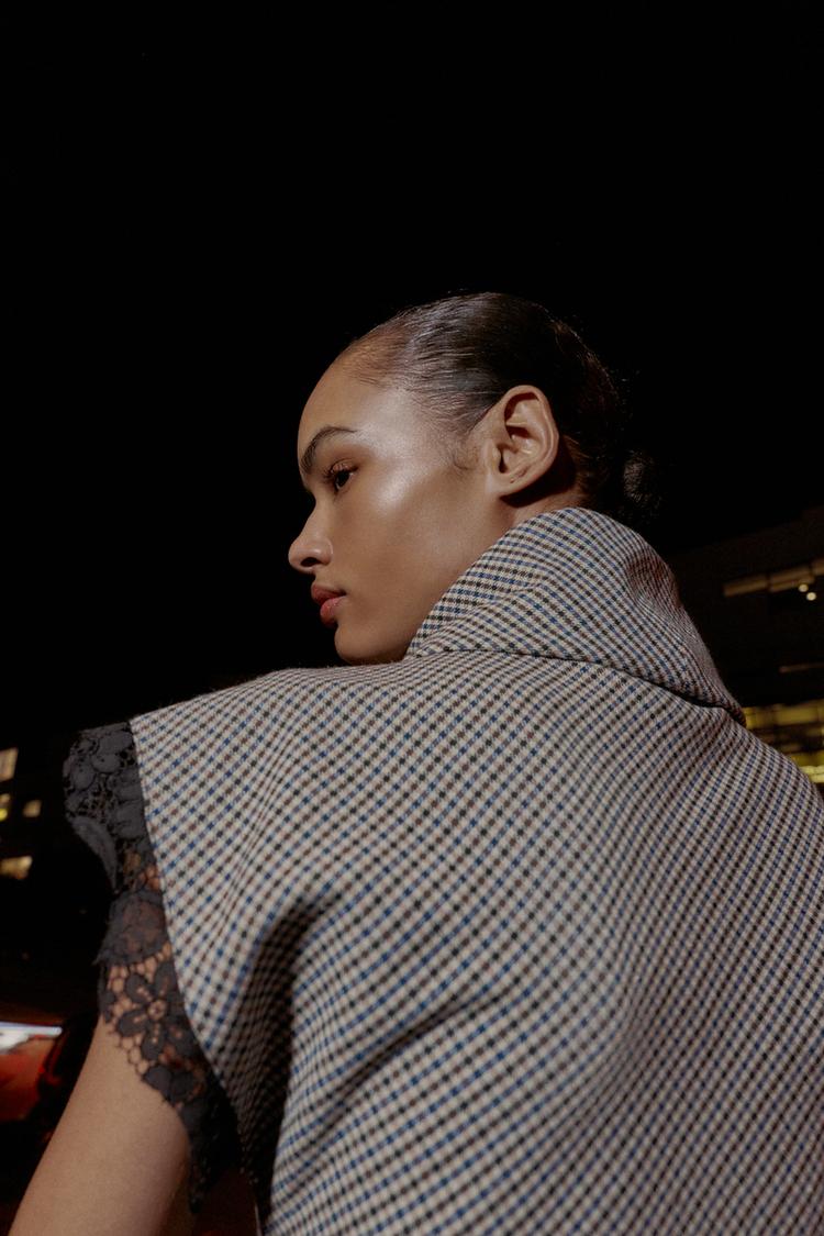 Houndstooth Lace Top