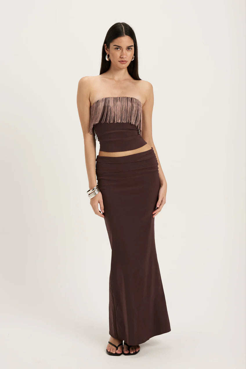 Violet Fringe Cinch Top
