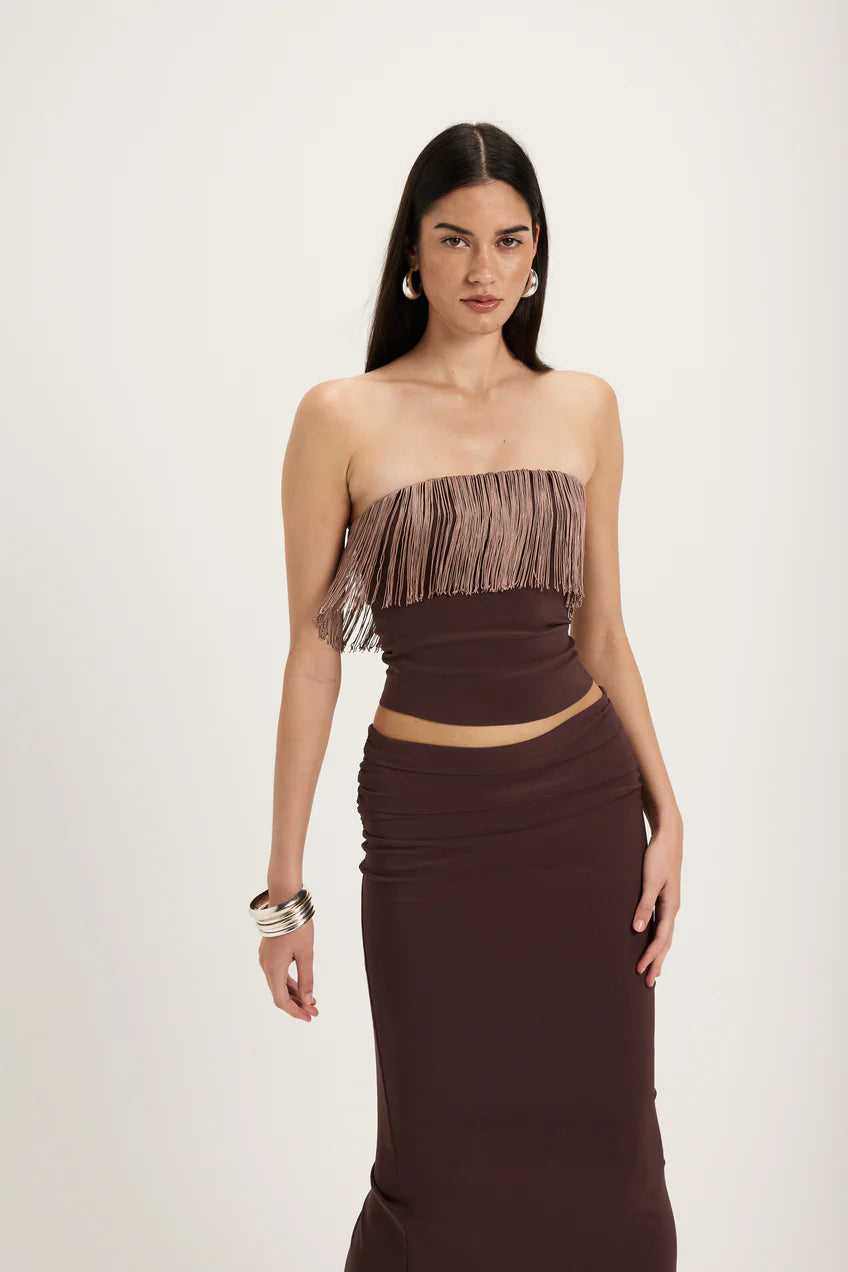 Violet Fringe Cinch Top